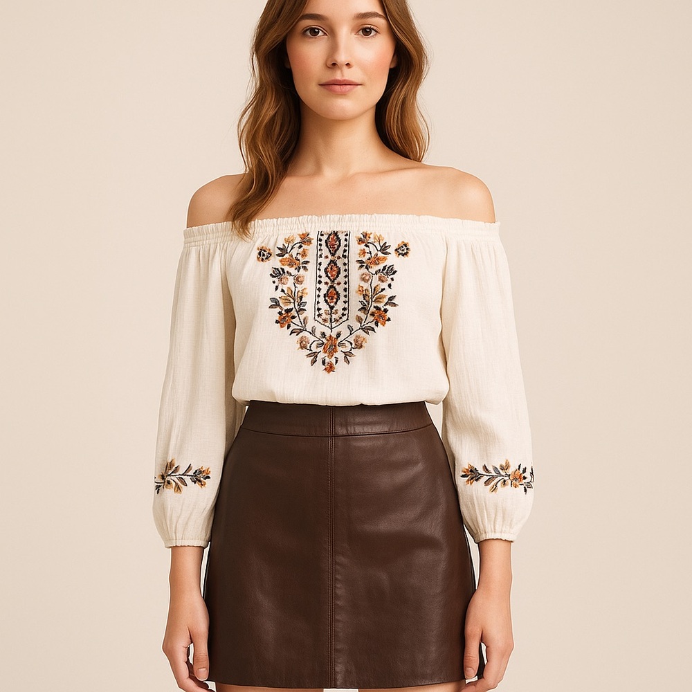 Vintage Autre ton brown leather mini skirt size 42